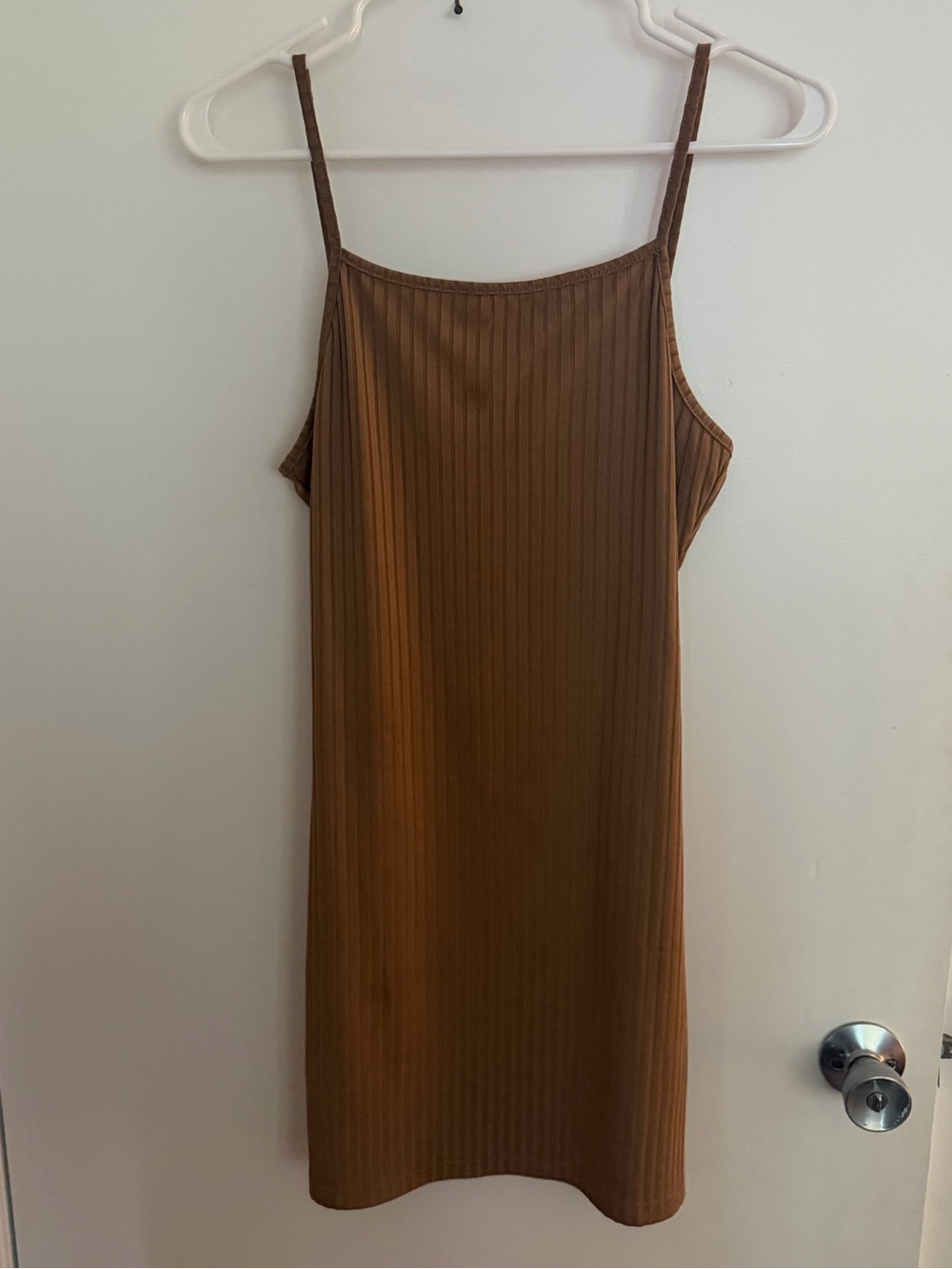 Brown Ribbed Slip Dress - Women